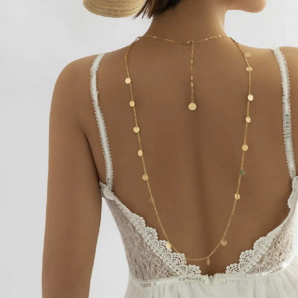 

Cosysail Simple Long Tassel Chain Necklace Back Chain for Women Egirl 2022 Fashion Sequin Chain Backdrop Necklace Dress Jewelry