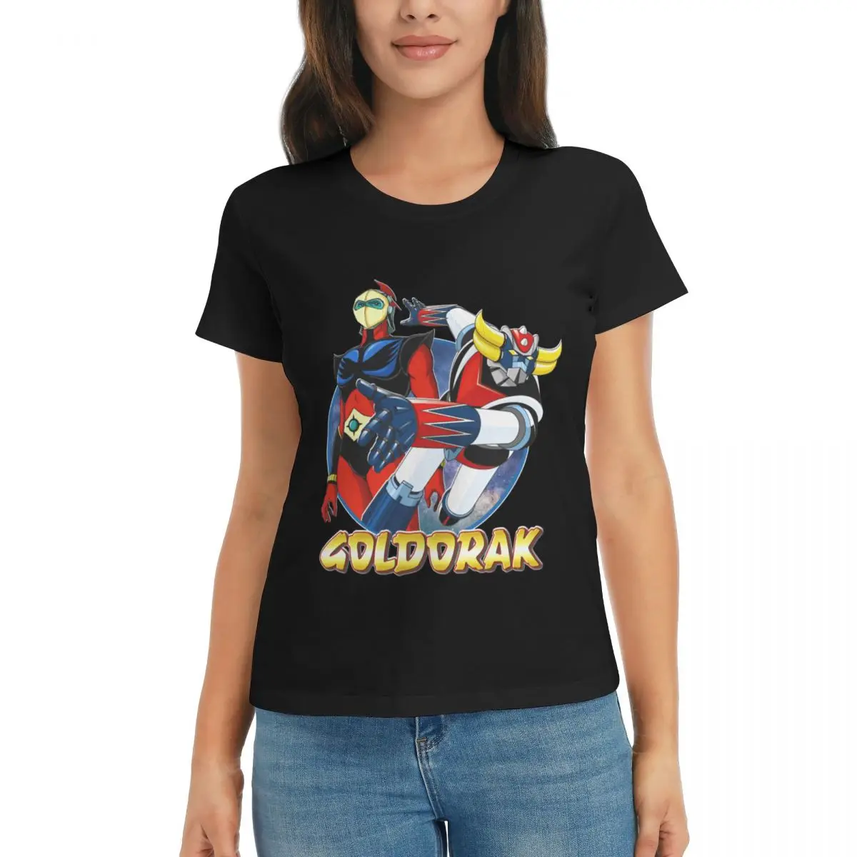 

R348 Goldoraks (Grendizer) Motion T-shirts Top quality Travel Black Cute Eur Size