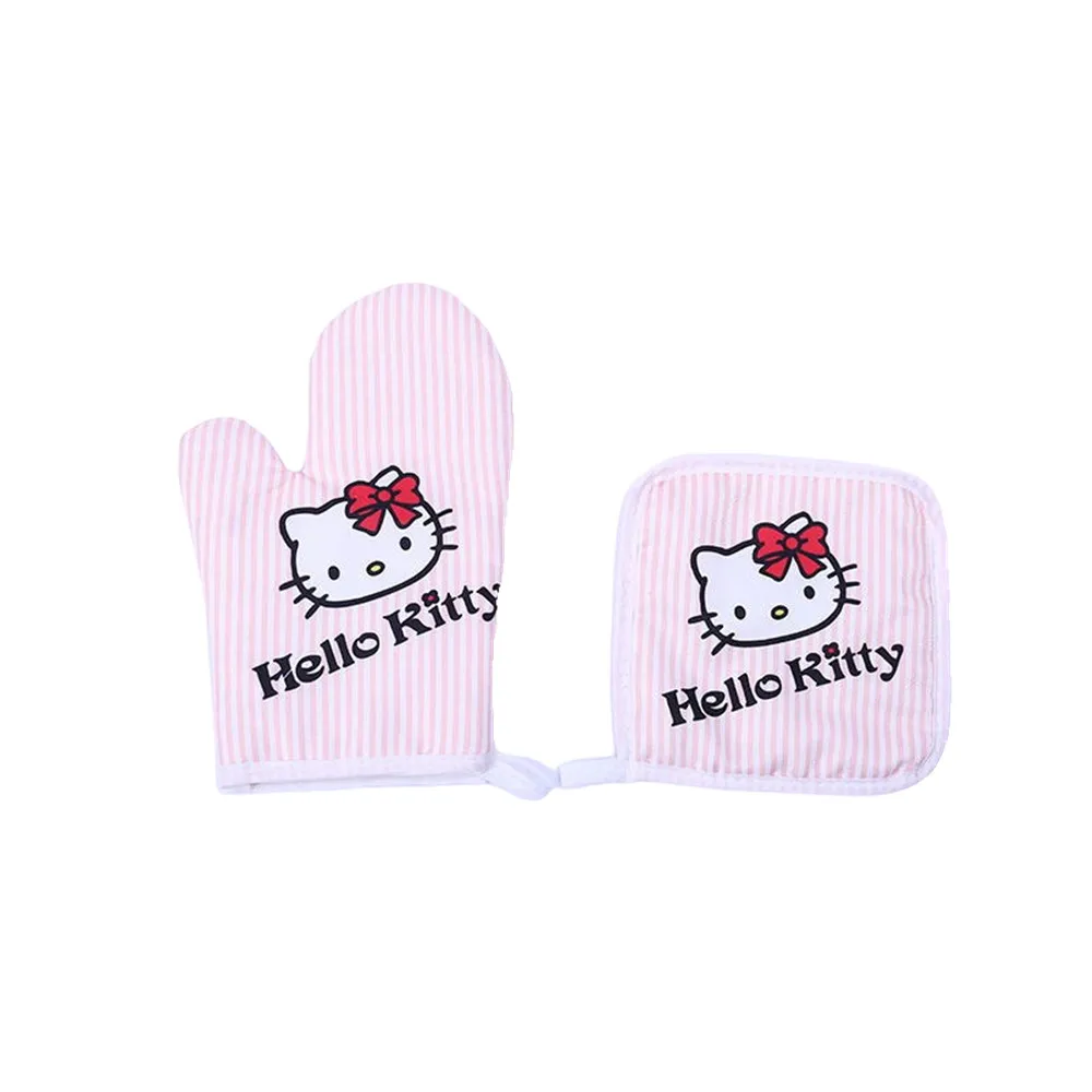 

Kawaii Sanrioed аниме мультфильм Серия КТ Кот изолированные микроволновые перчатки Набор подушек кухня животных печи перчатки подарки на день рож...
