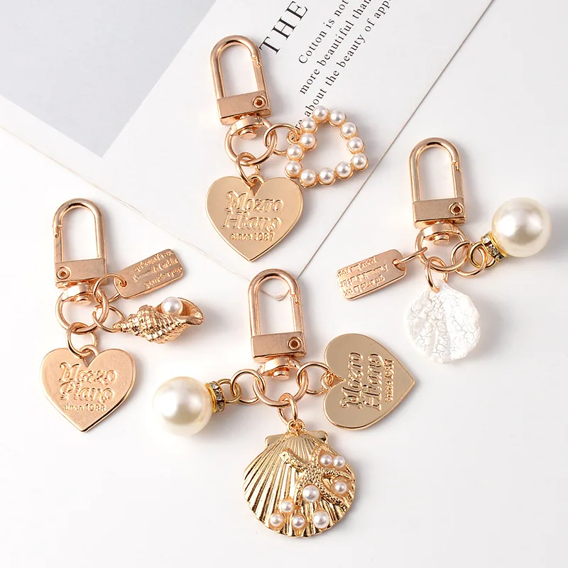 

Cute Fashion Pearl Shell Keychain Pendant Ins Metal Ornament Little Creative Gifts Pendant