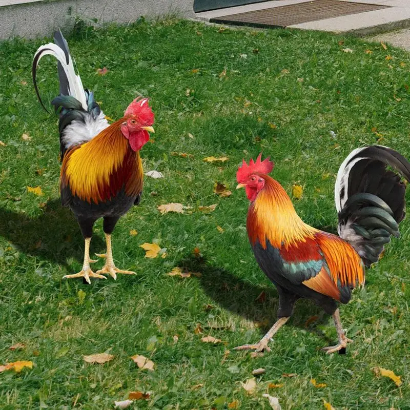 

2D Garden Figurine Rooster Sculpture Rooster Home Furnishing Articles Artwork Parks Home Decoration Backyard Chicken Art Crafts