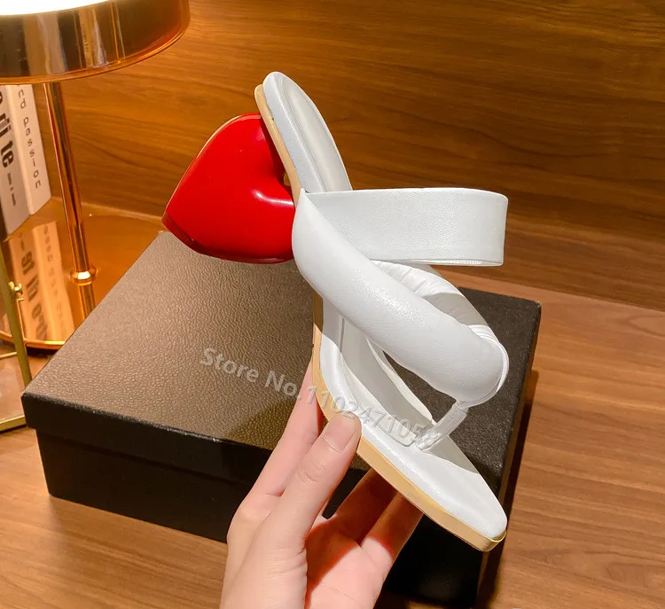 Genuine Leather Love Heart Hight Heels Slippers Fashion Peep Toe Height Increased Women Outside Sandals Ladies Beach Pub Shoes