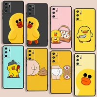 little yellow duck phone case for huawei p10 p20 p30 p40 p50 lite pro 2019 plus lite e 5g black luxury silicone back soft capa