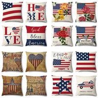 2022 american flag pillows cover usa independence day home decor cushion cover office sofa linen throw pillows case 45x45cm