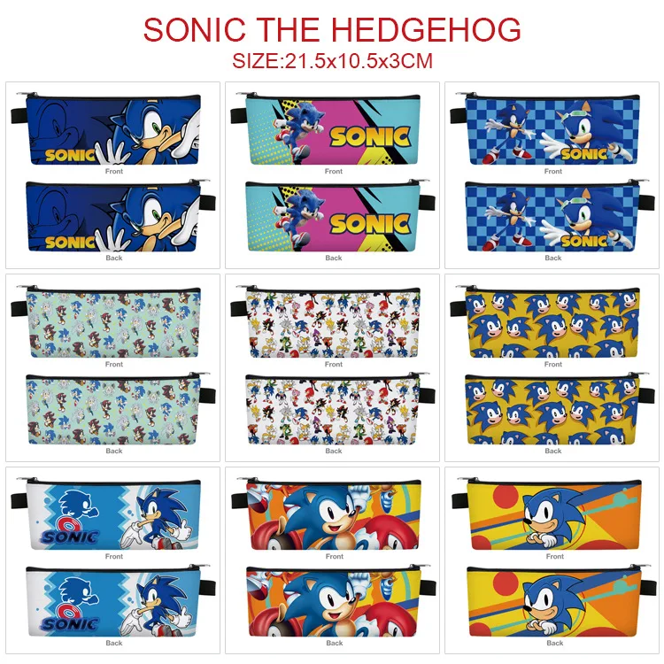 

Sonics Anime School Supplies Around Full Color Pu Pen Bag Student Cartoon Pen Holder Pen Case Pencil Cases Wallet Small Pen Case