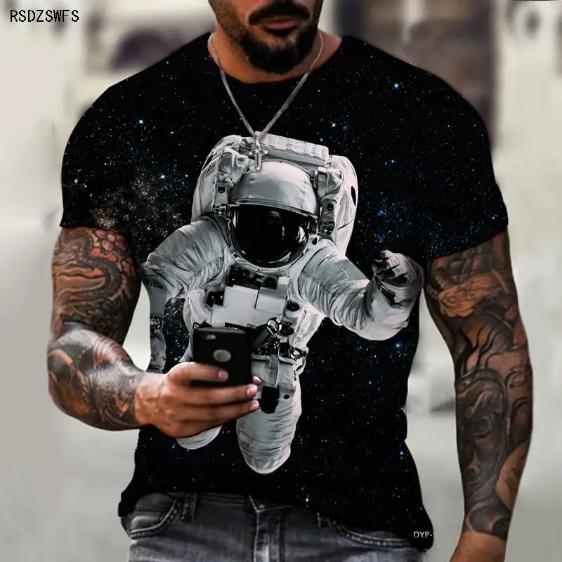 

Brand Men's Shirt Exclusive Design Space Universe Astronaut 3D Printing Loose Oversized Personality 5XL