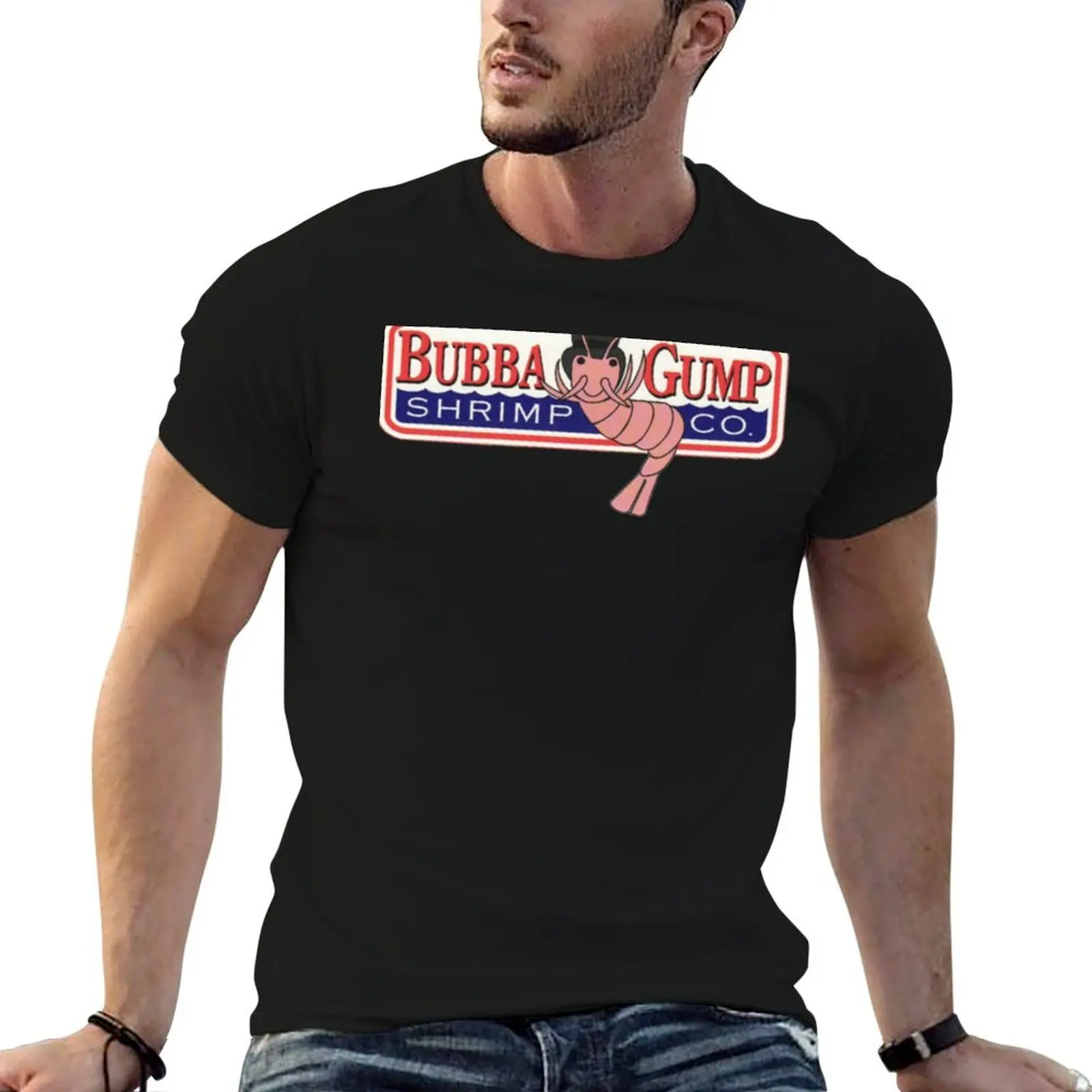 Фото Футболка Bubba Gump, повседневная футболка с защитой от скатывания ворса №1