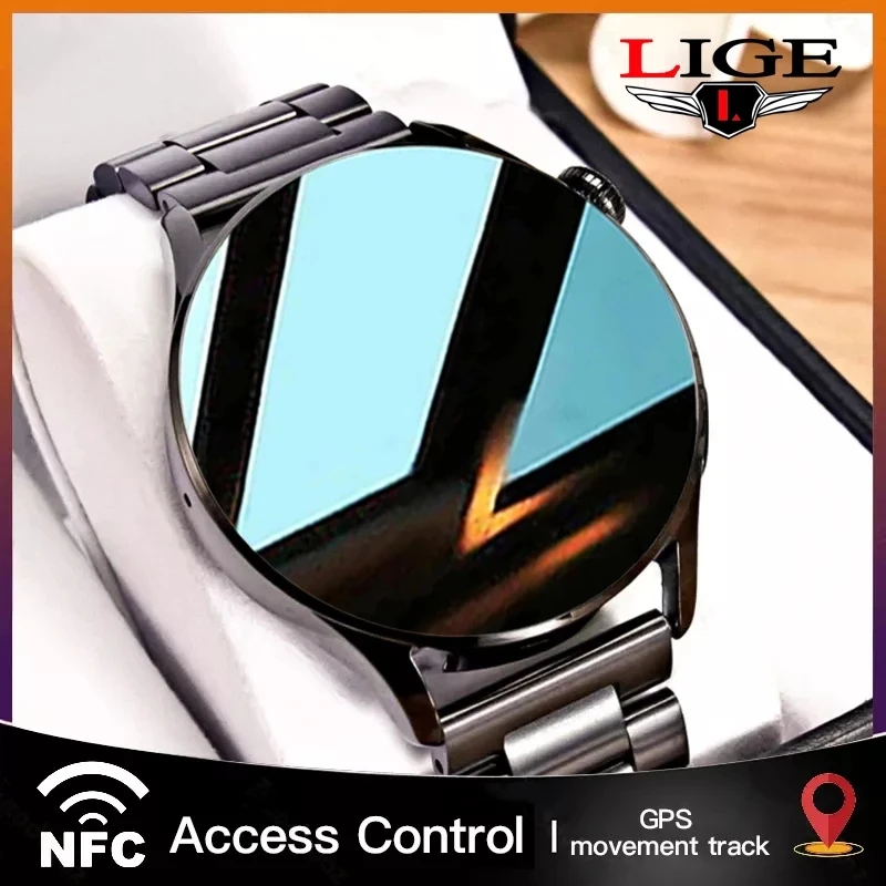 

LIGE 2022 New NFC Smart Watch Men Bluetooth Call GPS Movement Track Wireless Charging IP68 Waterproof ECG PPG Sports Smartwatch