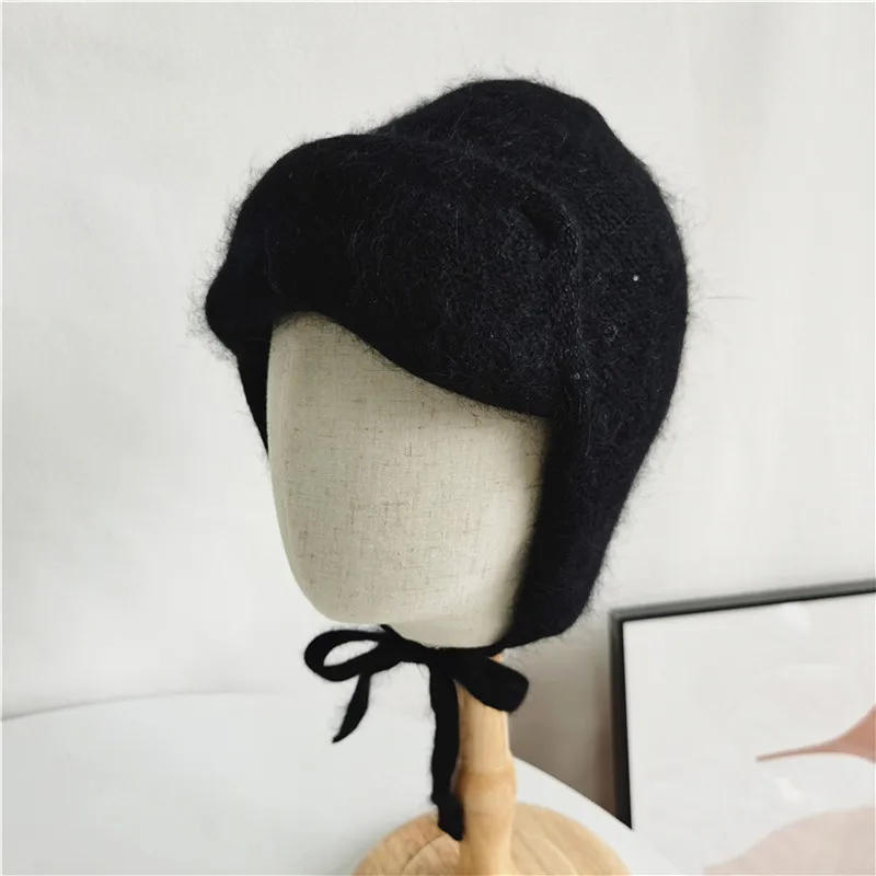 

Women Hat Winter Angora Knit Earflap Warm Autumn Outdoor Skiing Accessory For Teenagers Female Bomber Bonnet Rabbit Hat