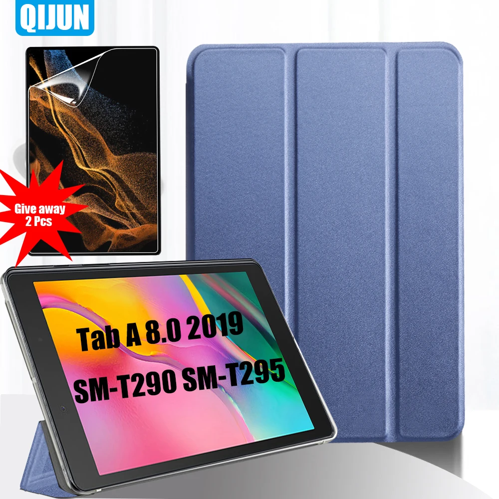 

Case For Samsung Galaxy Tab A 8.0" 2019 Flip Tablet Smart wake Cover Stand give away protective film 2 Pcs for SM-T290 SM-T295