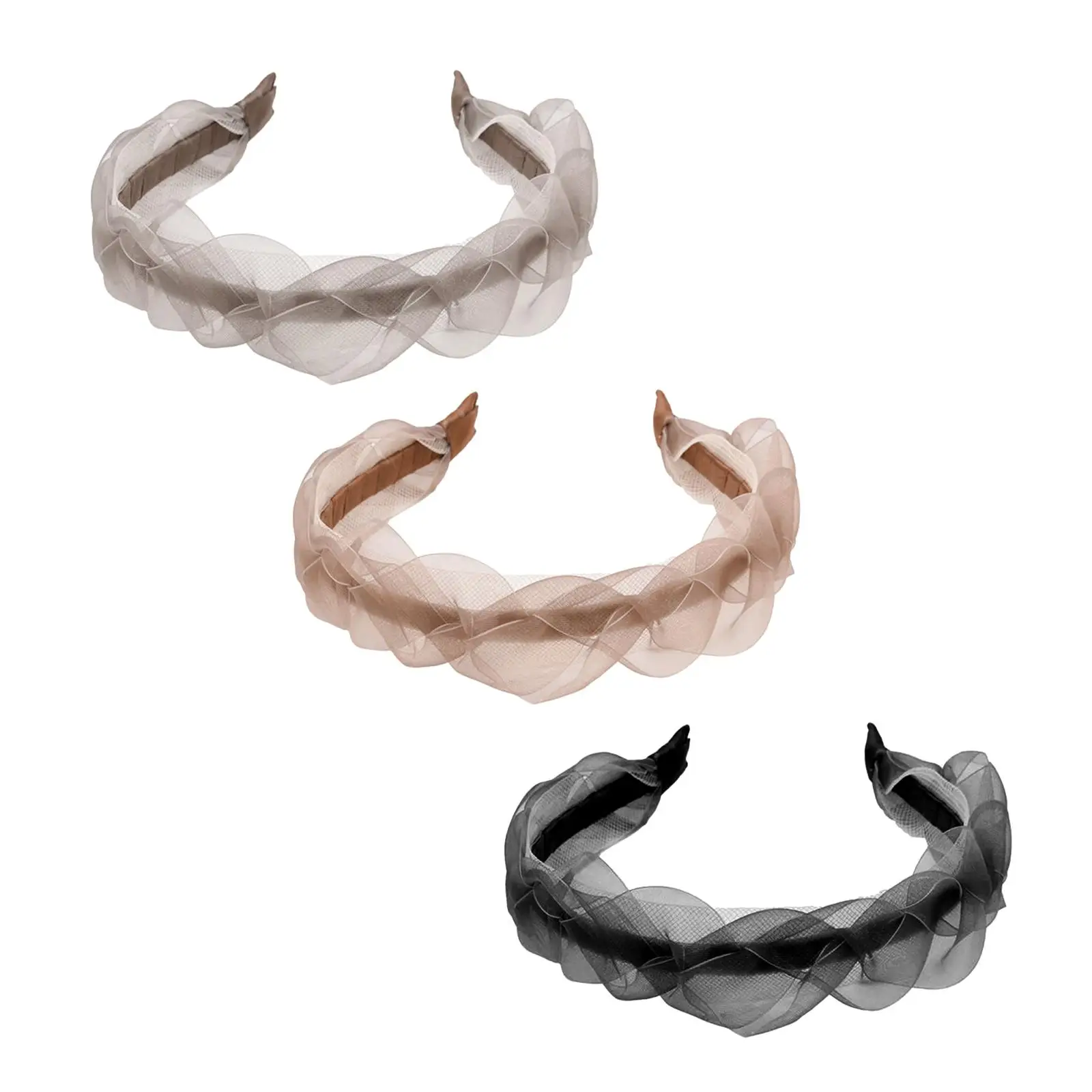 

Mesh Headband Summer Cute Sweet Braided Gifts Wide Fashion Hair Hoop Headwear Hairbands for Women Wedding Girls