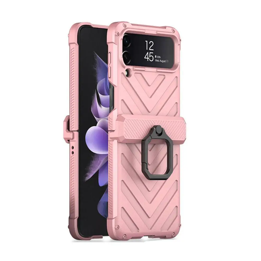 

Suitable For Samsung Flip3 Mobile Phone Shell Armored Magnetic Folding Business Ring Shaft All-inclusive Anti-fall Shell