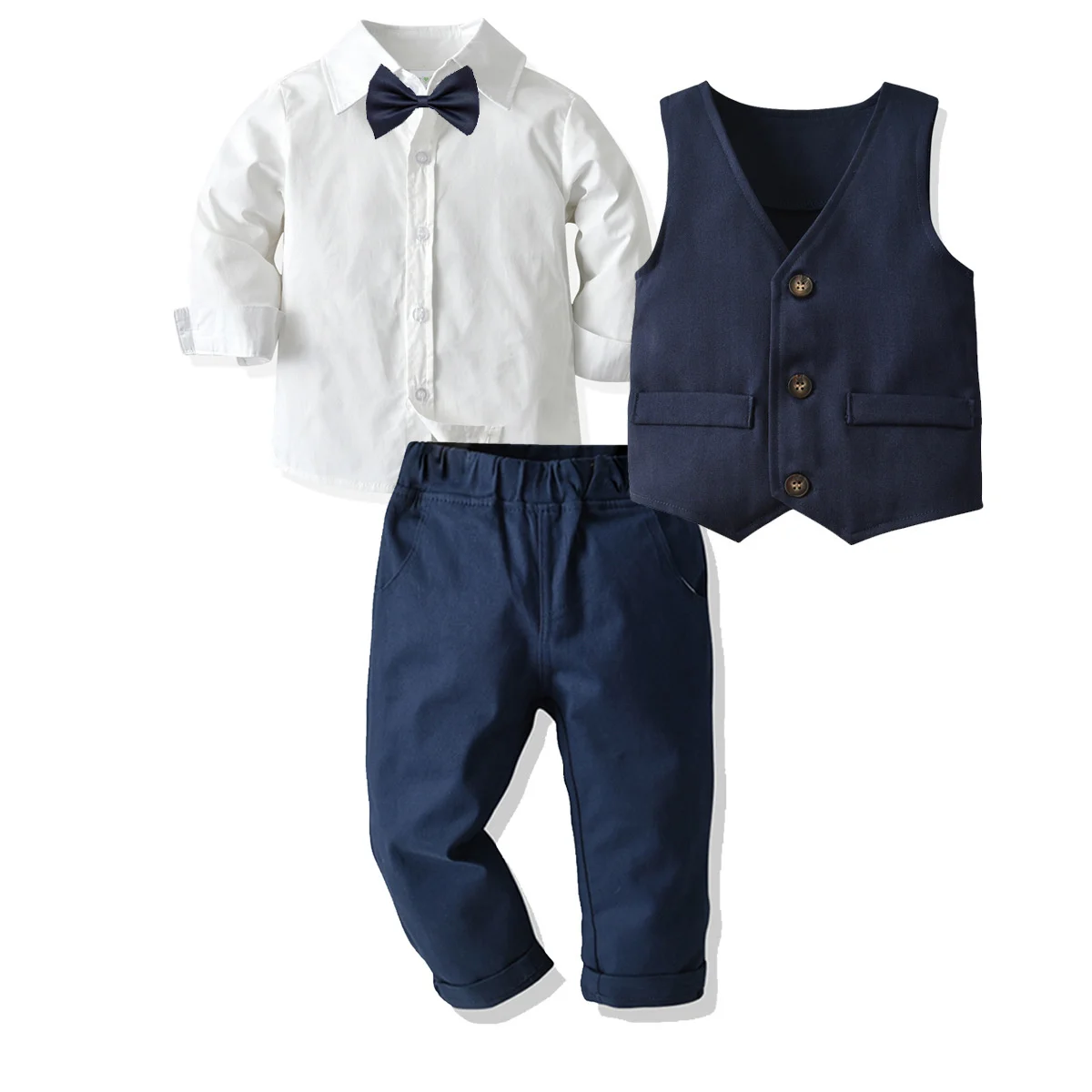 

Autumn and Winter Boys' Outfit Formal Outfit Children's Baby Gentleman Vest Shirt Trousers British Style Host Banquet
