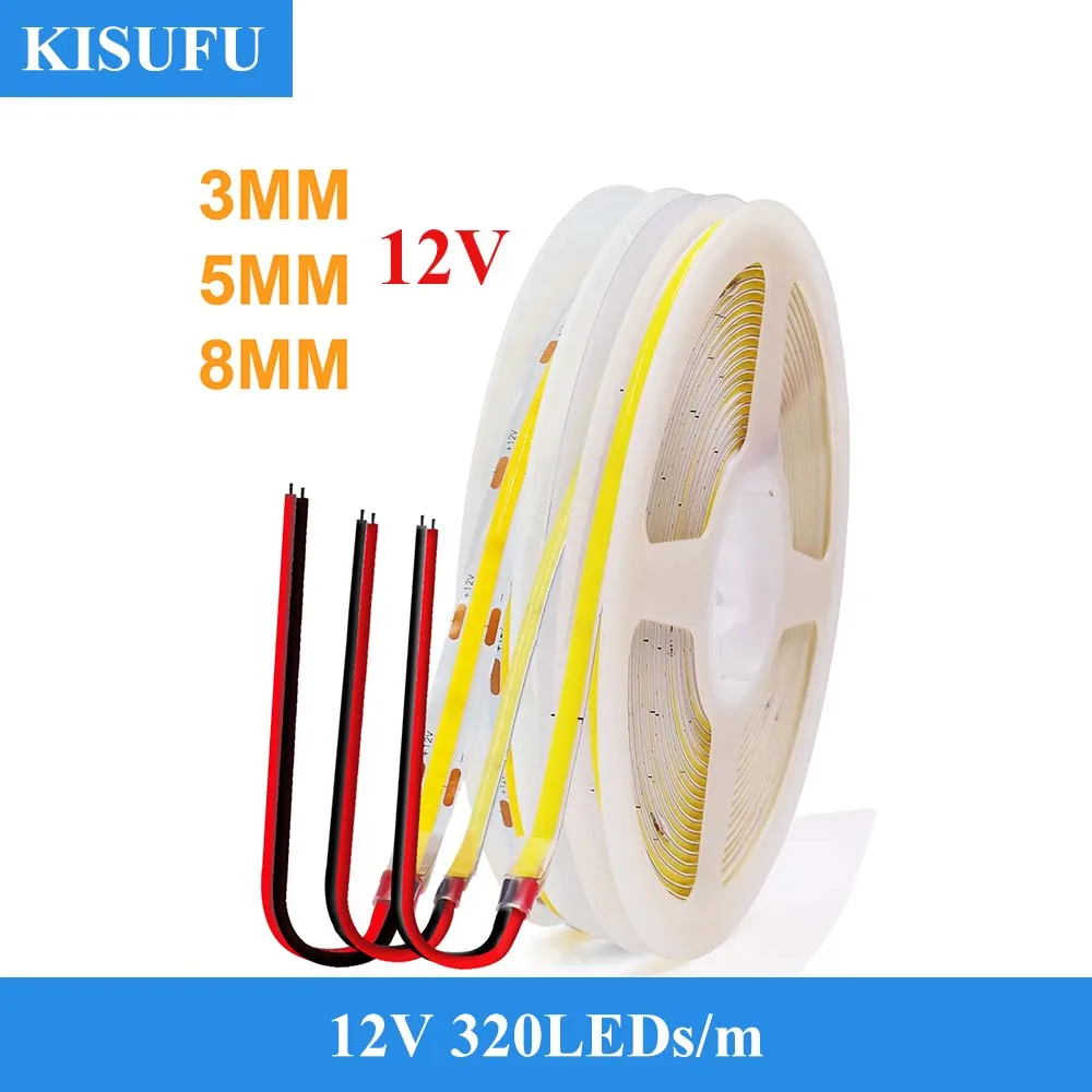

KISUFU Светодиодная лента COB белая 5В/12В 320 светодиодов/м