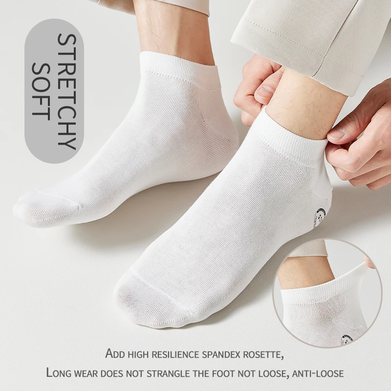 MiiOW 6Pairs Men‘s Cotton Socks Set Summer Breathable Antibacterial Short Sock Deodorant Ankle Sock Business Casual Dress Sock