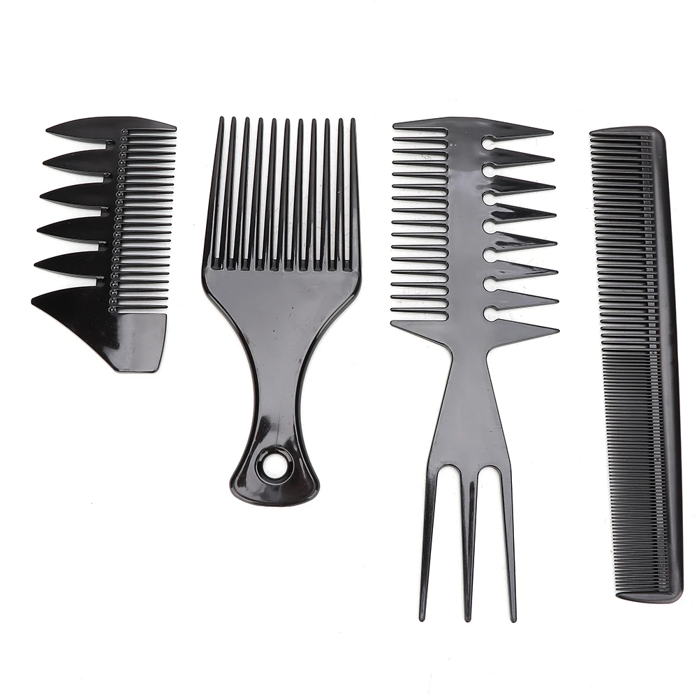 

Portable Men Oil Hair Hairdressing Comb Wide Large Tooth Long Handle Hairstyle Comb (Black)