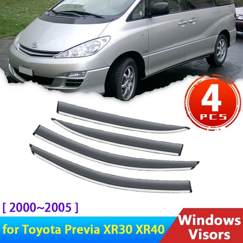 

Дефлекторы для Toyota Previa XR30 XR40 Tarago Estima 2000 ~ 2005, аксессуары для автомобильных окон, козырек от солнца, дождя, ветрового стекла