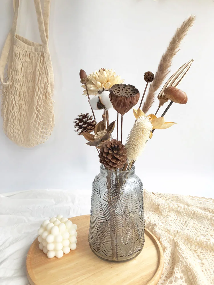 

Eternal Flower Pine Cone Dry Flower Bouquet Living Room Decoration Decoration Decoration Cotton Real Flower Home Furnishings