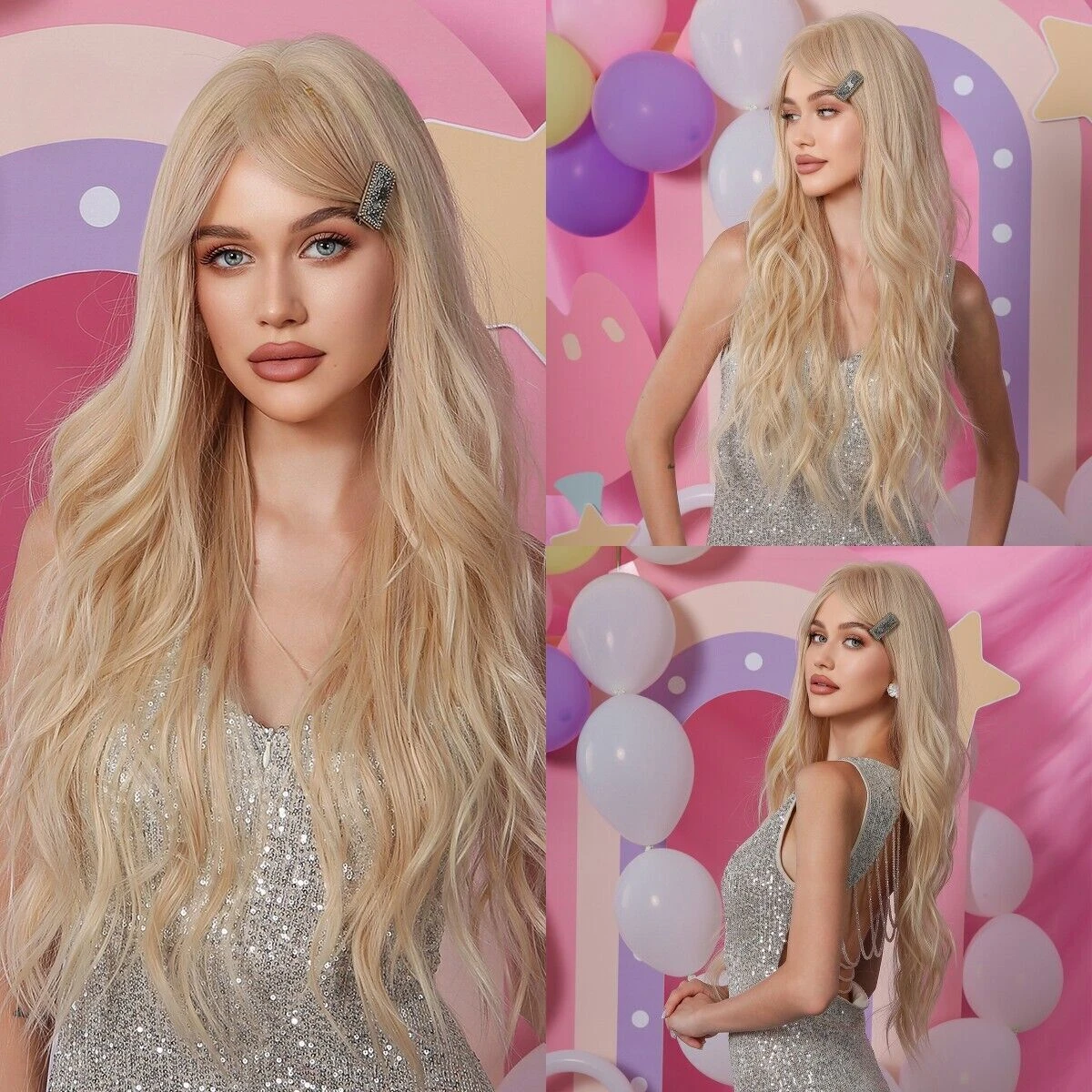 Платиновый светлый длинный волнистый Косплей кудрявый для женщин парики