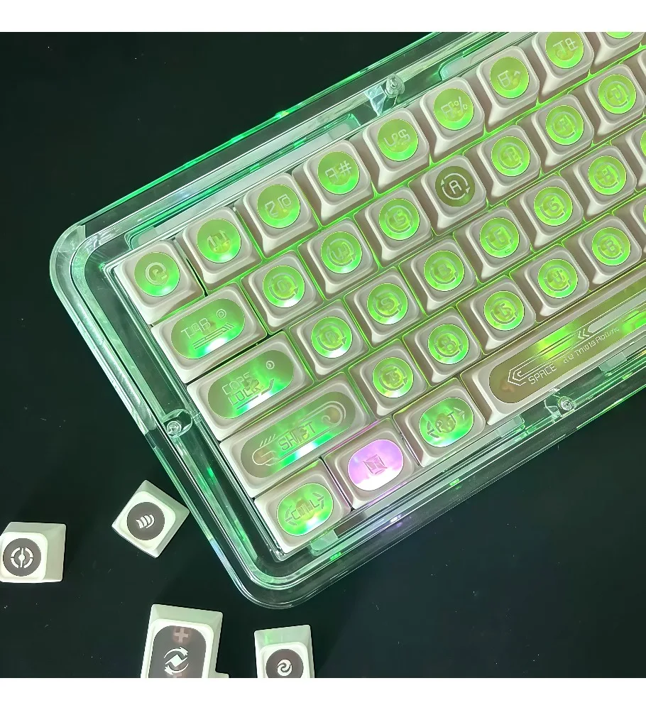 Фото Прозрачные кейкапы Pink Opal Max Personality для Wooting Bee Step, совместимые с клавиатурами Ace68, 87-клавишными и 108-клавишными моделями. №2