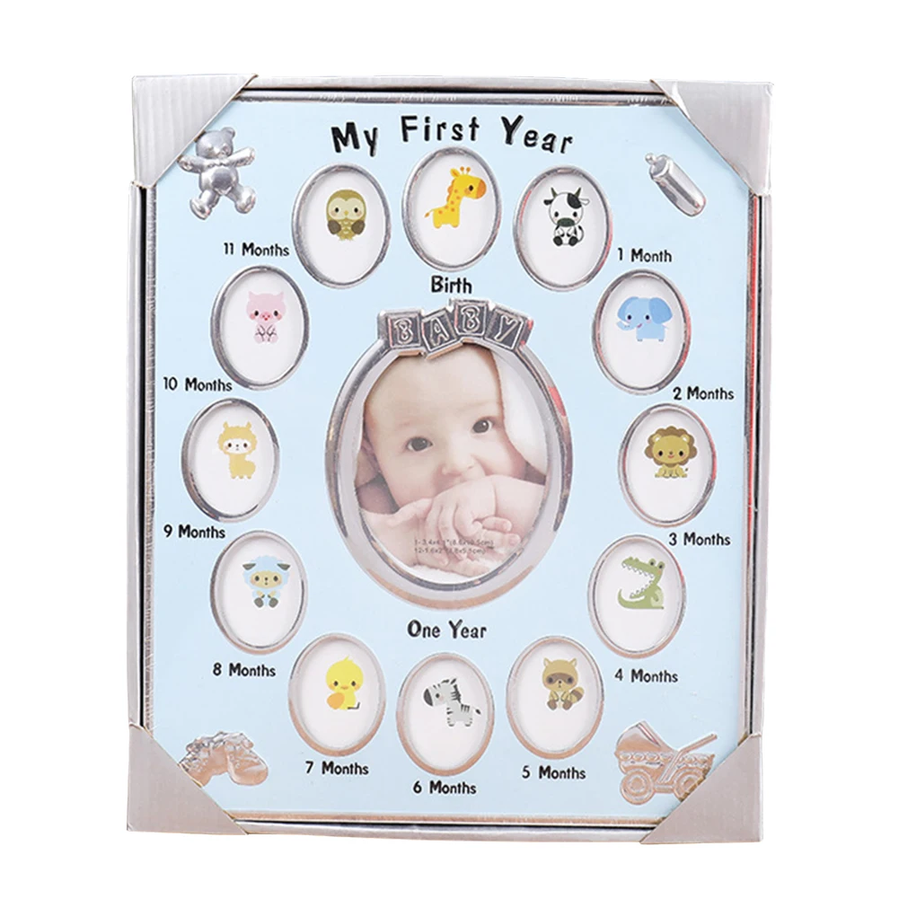 Baby Newborn Memory 12 Months Recording Home Decor Bedside Photo Frame 13 Slots Desktop Birthday Gift Growth My First Year