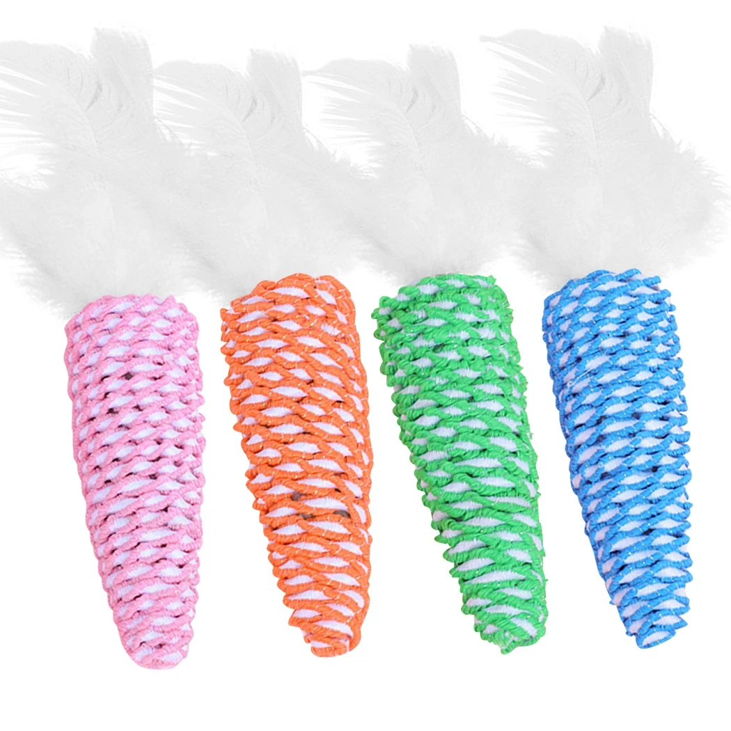 

1/4Pcs Interactive Cat Chew Toy Carrot Shaped Fake Feather Sisal Funny Kitten Play Toy Bite Resistant Increase IQ Dog Toy Supply