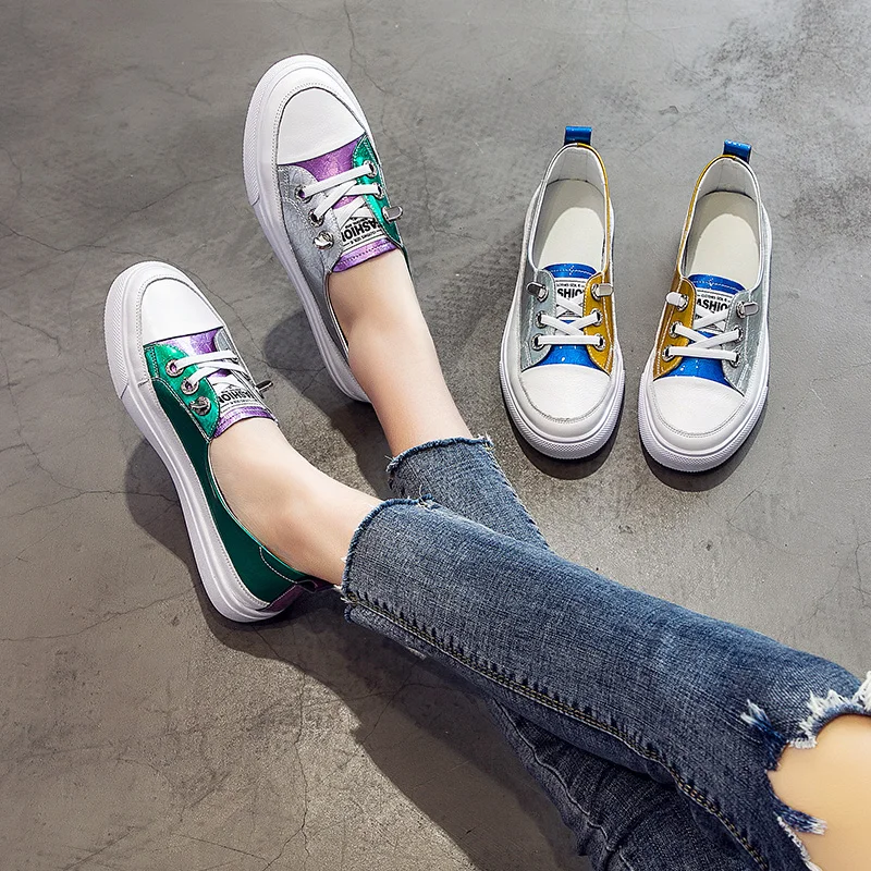 Low Platform Flat Shoes Women's Vulcanize Shoes Fashion Mixed Colors Breathable Flats Women Spring Casual Shoes Zapatos De Mujer