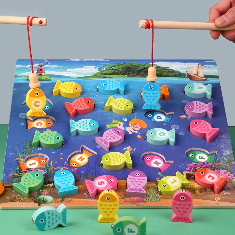 

Preschool Wooden Montessori Toys Magnetic Fishing Game Baby Puzzle Teaching Aids Early Educational Toys For Children Girls Gifts