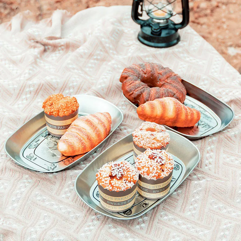 

Outdoor Camping Plate Stainless Steel Tableware Dinner Plate Fruit Food Container Plate Hiking Portable Picnic Barbecue Plate