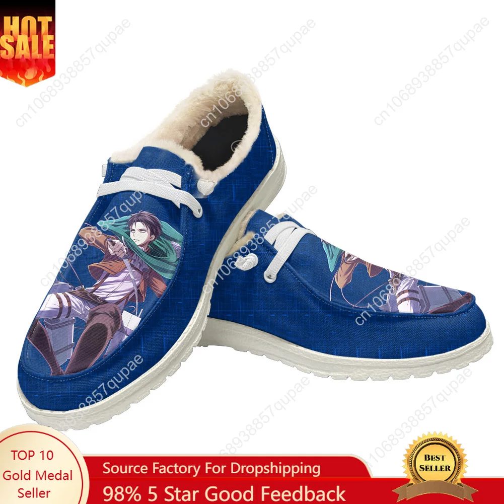 Атака Титанов плюшевые туфли на плоской подошве мужские и женские подростковые