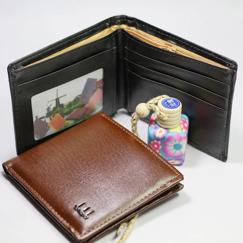 Business Brief Small Clutch Bag Men Business Bifold Wallet Men's PU Leather Credit ID Card Holder Case Solid Purse Pockets Bags