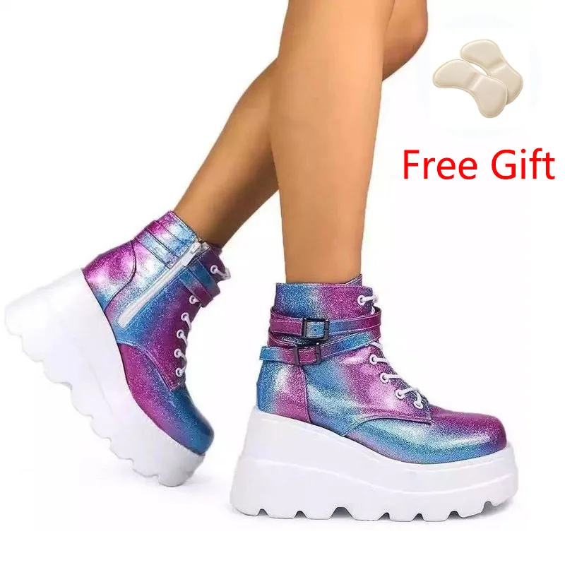 

Женские ботильоны в стиле панк, уличные полусапожки на платформе, на высоком каблуке, с заклепками, обувь для косплея