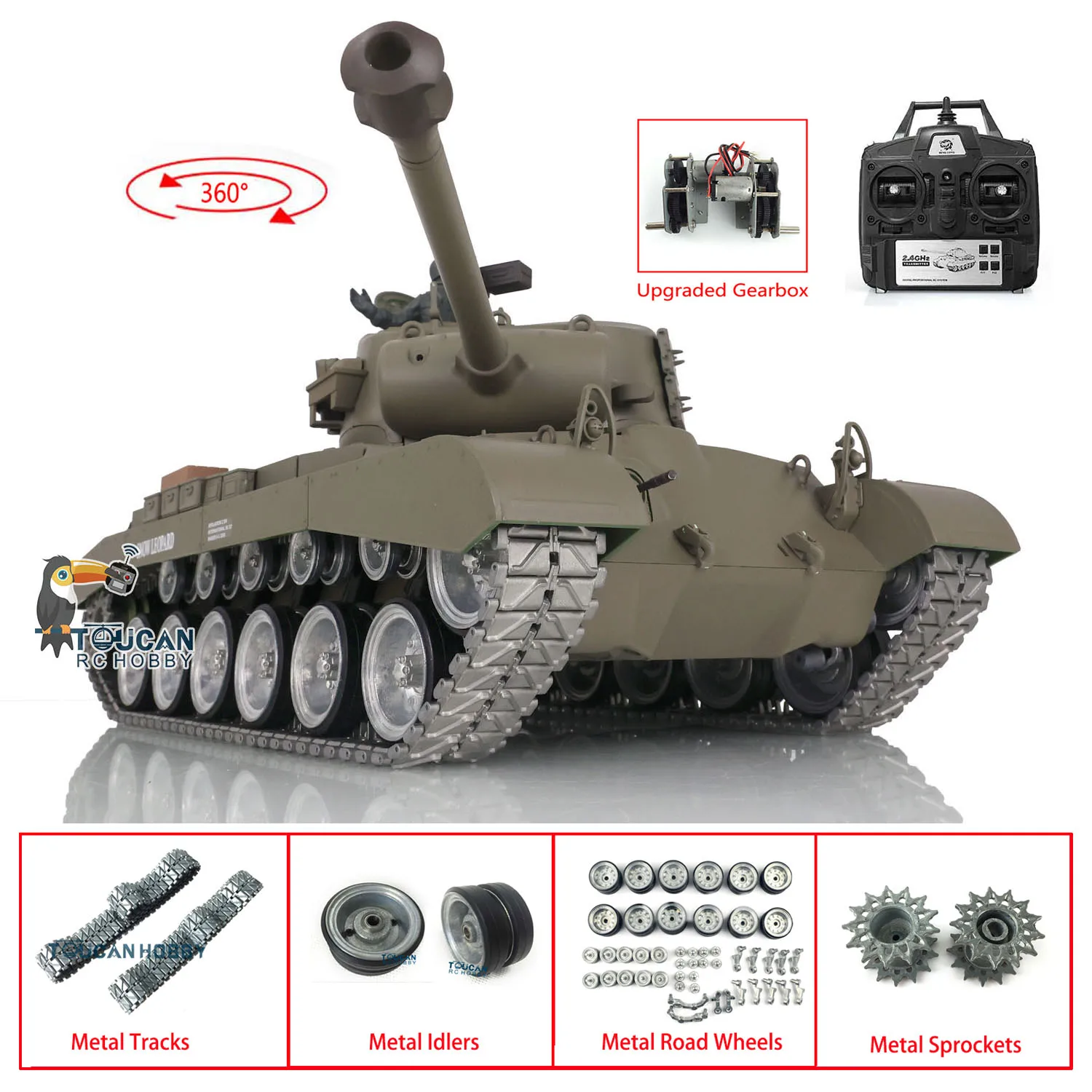 

Pro Ver Heng Long 1/16 TK7.0 M26 Pershing RTR RC Tank 3838 Battery Metal Tracks Wheels BB Airsoft Battle Toy