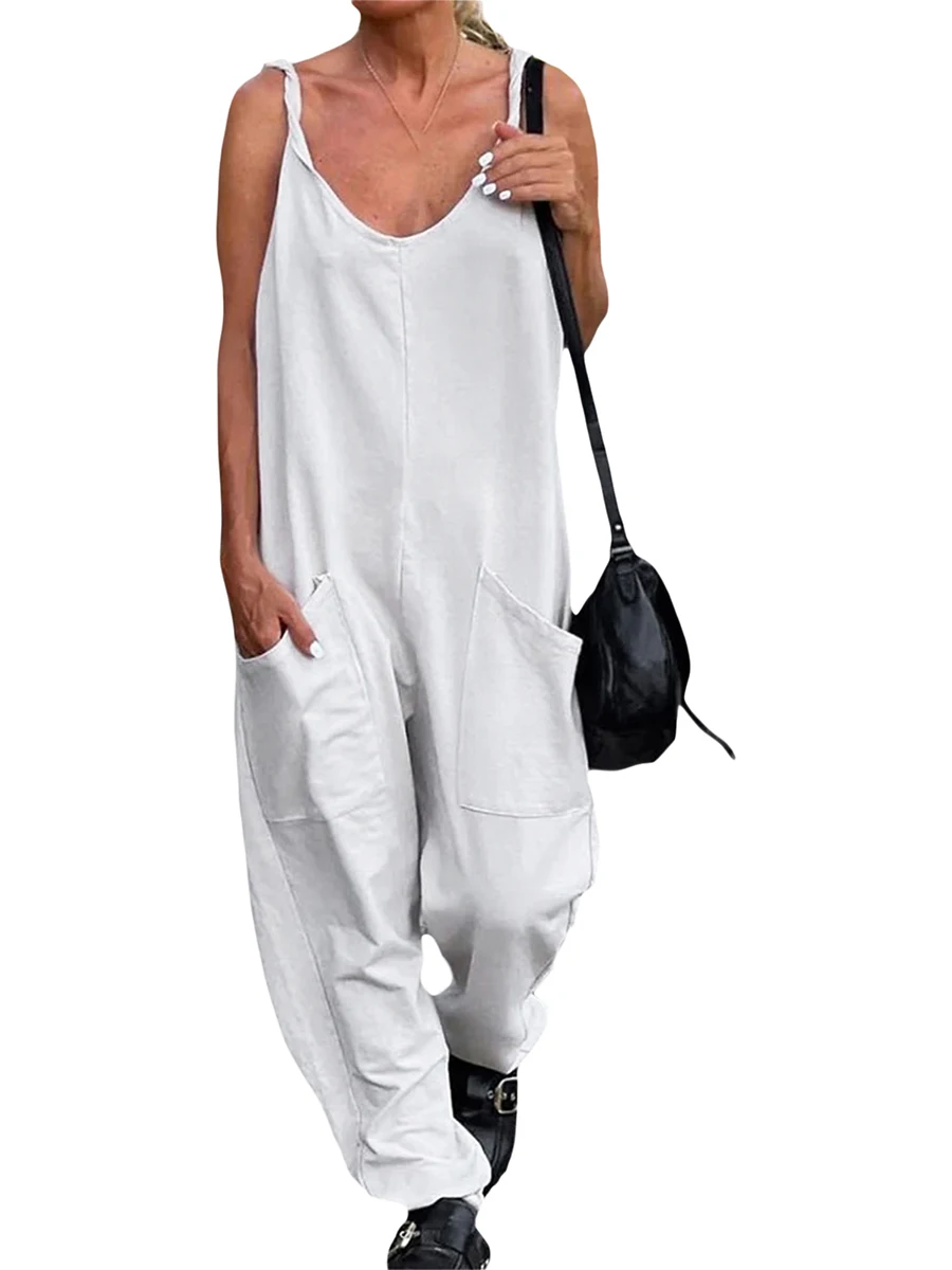 

Women s Dungarees Loose Casual Sleeveless Overall Long Jumpsuit Playsuit Dungarees With Pockets Summer Streetwear
