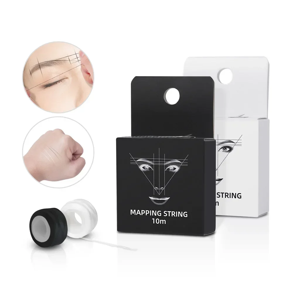 10M/20M Black and White Pre-Inked Microblading String for Brow Mapping - Measuring Tool for Marking Symmetrical Eyebrows