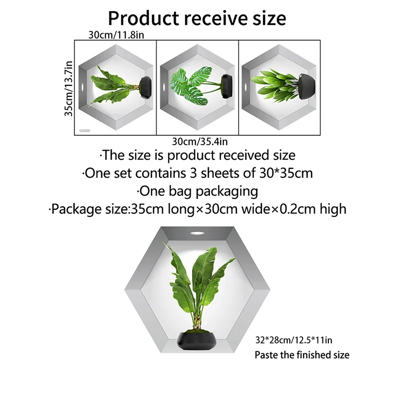 3 шт./набор 3D наклейки на стену в горшке