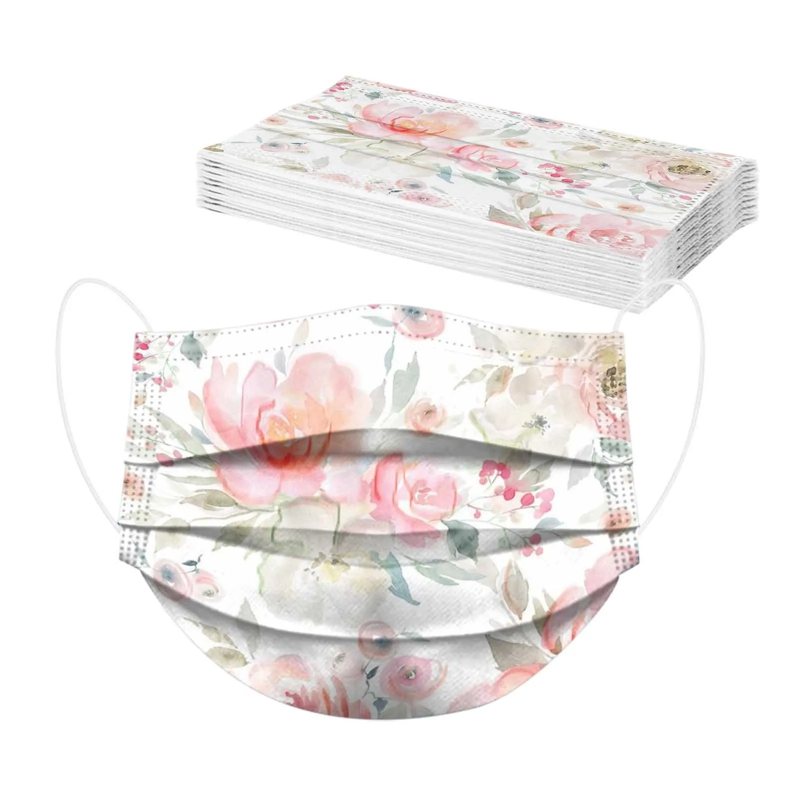 10 шт. трехслойная одноразовая маска для лица с красивыми цветами | Тематическая