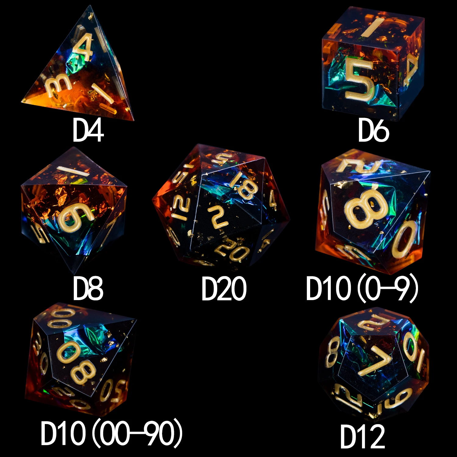 D6 Dnd Sharp Edge D20 ролевая полигедральная D и Зеленая Смола набор игральных костей для