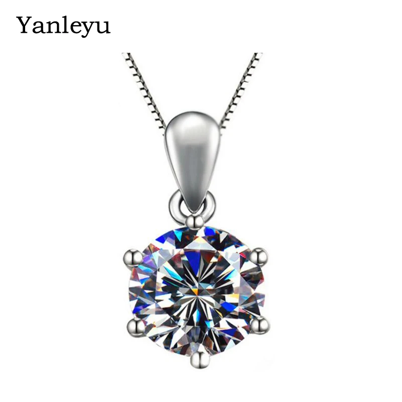 

Yanleyu Classic 1 Carat Round Lab Created Diamond Pendant Necklace for Women 925 Silver Color Cubic Zirconia Trendy Jewelry PN06