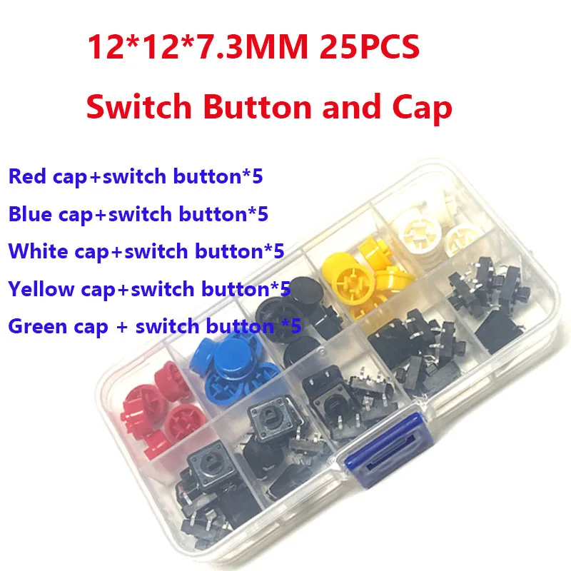 25 шт./корт. 12*12*7 3 мм тактильный переключатель кнопка Круглый DIP