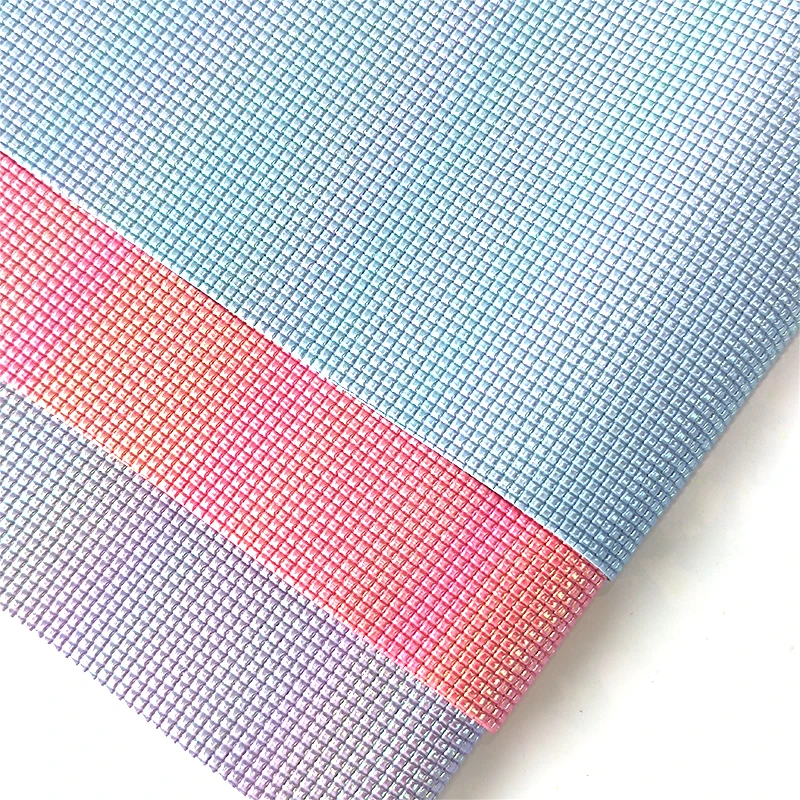 

46x135cm rainbow Small squares Emboss faux leather PU Synthetic Leather Fabric for home textile DIY Sewing Craft material