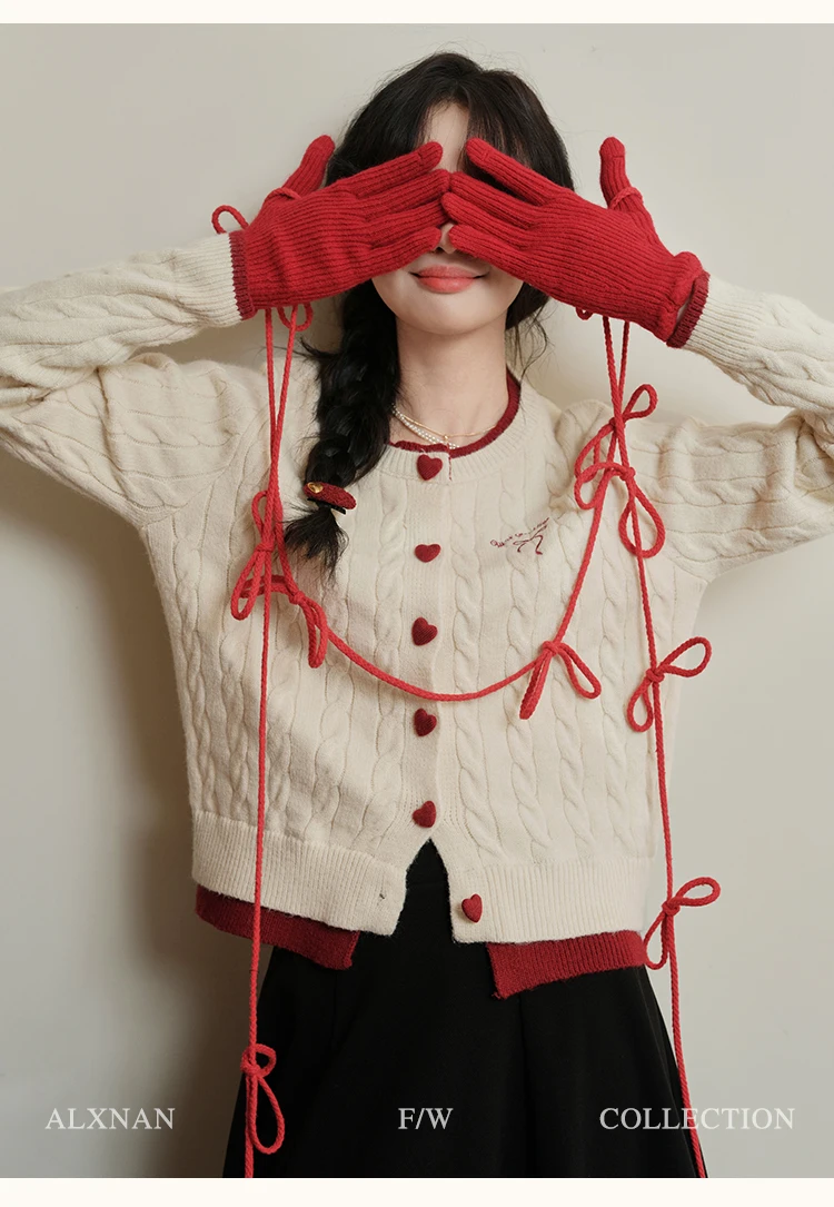 ALXNAN женские милые искусственные кардиганы из 2 предметов модный свободный свитер