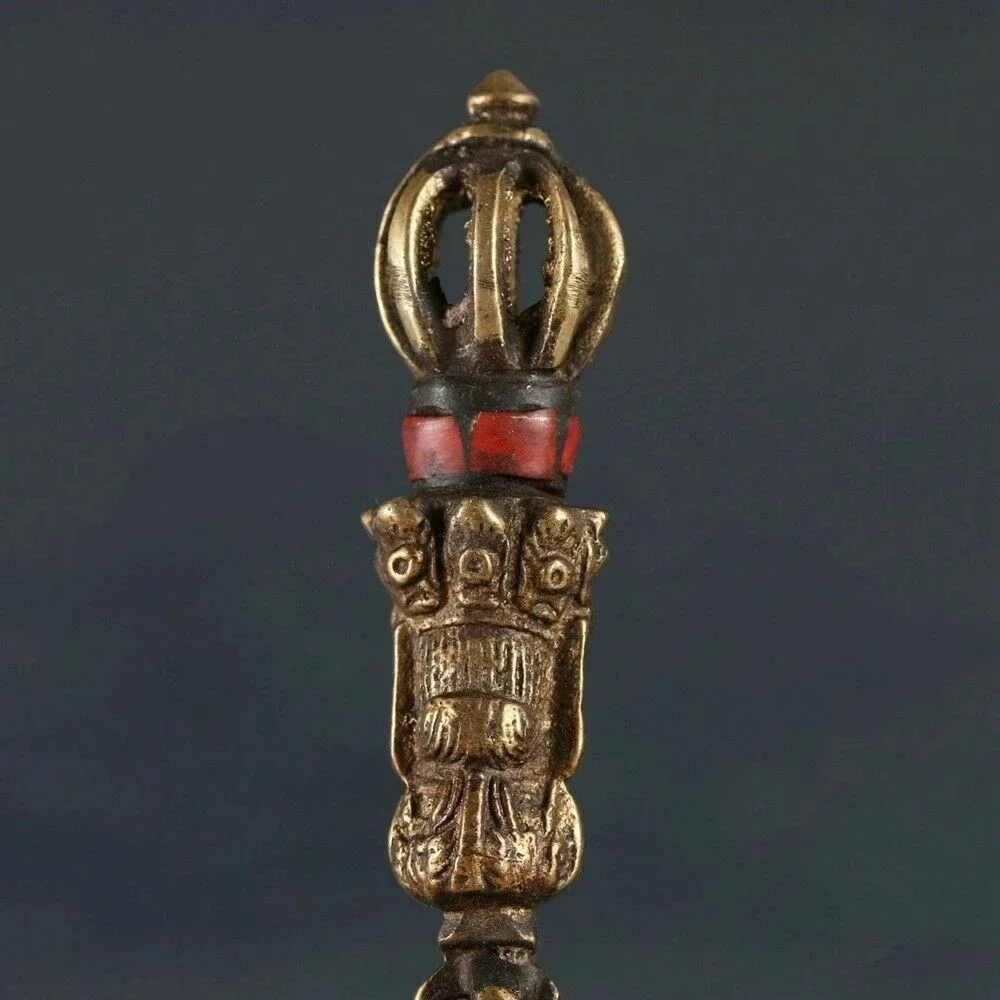 Старый тибетский буддизм Fane Медный и перегородчатый пестик Ваджра Экзорцизм