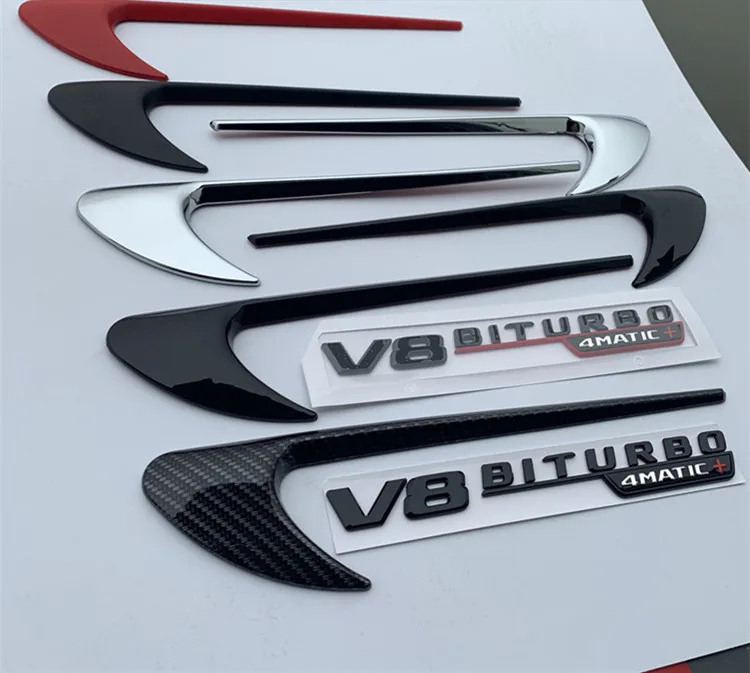 

Vent Fender Trim Emblem Blade Logo V8 BITURBO 4MATIC+ for Mercedes Benz AMG V8 C200 C300 E300 E400 W213 Car Side Sticker