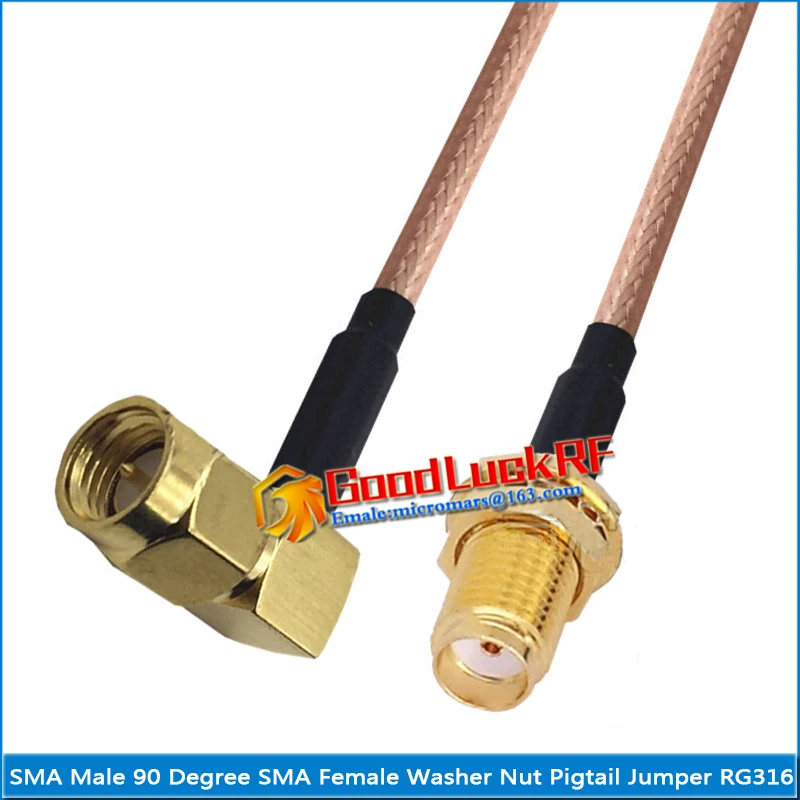 

1X Pcs SMA Male 90 Degree Right Angle to SMA Female Washer O-ring Bulkhead Panel Mount Nut Coaxial Pigtail Jumper RG316 Cable