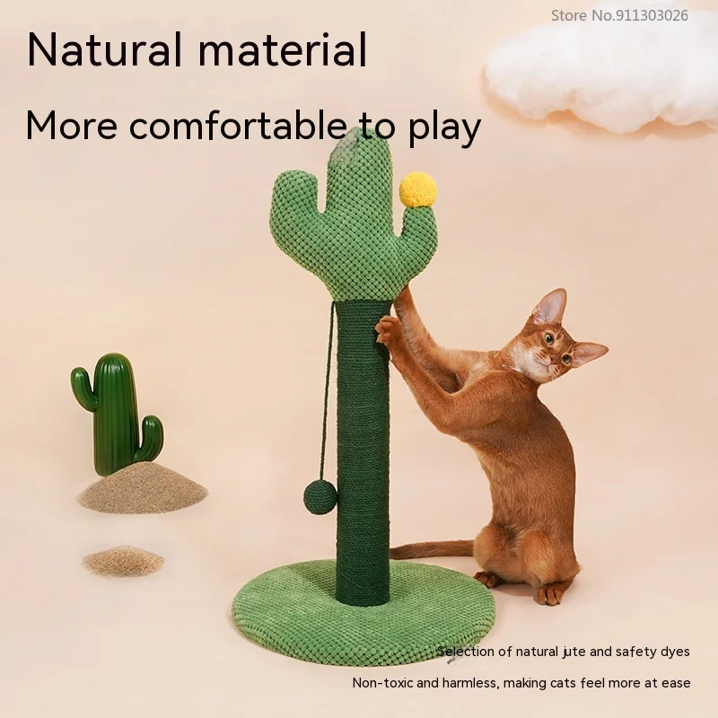 

Cactus Cat Climbing Frame Wear Resistant Durable Sisal Toy Cat Scratching Post with A Ball Stable Base Kitten Cats Furniture