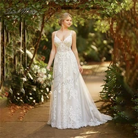 elegant lace a line wedding dress spaghetti straps sweetheart bridal gown sexy backless appliques bridal dress robe de mari%c3%a9e