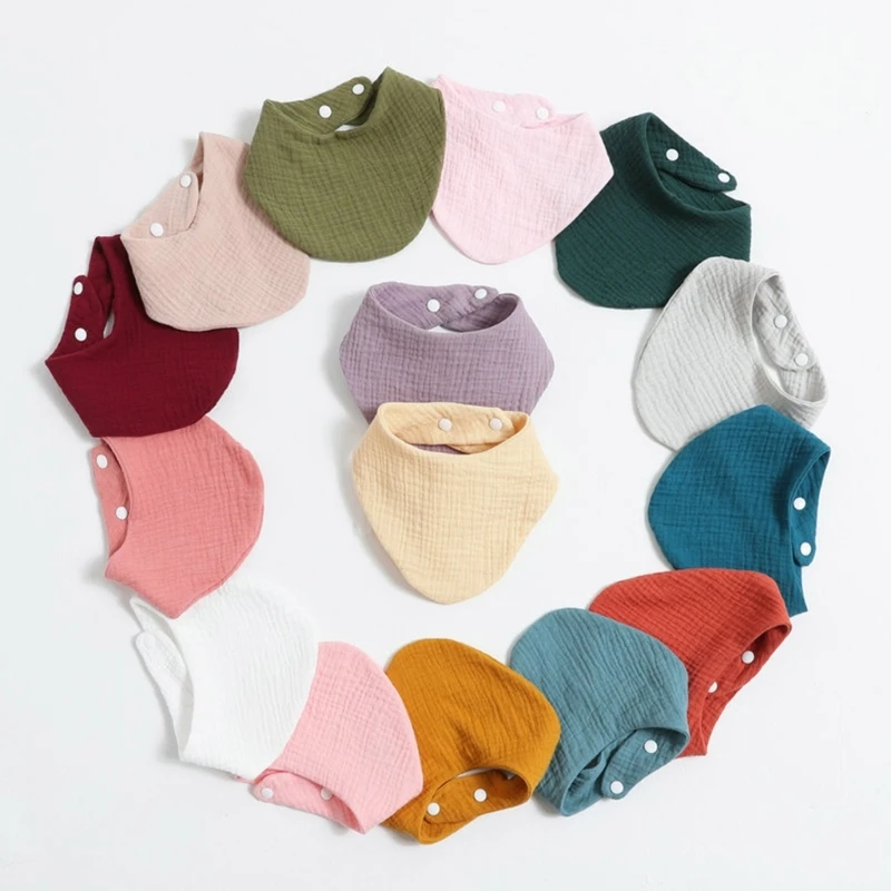 

Toddler Burp Cloths Newborn Gauze Cotton Wash Cloth Drooling Bib Breathable Triangle Bib Infant Snap Button Saliva Towel A2UB