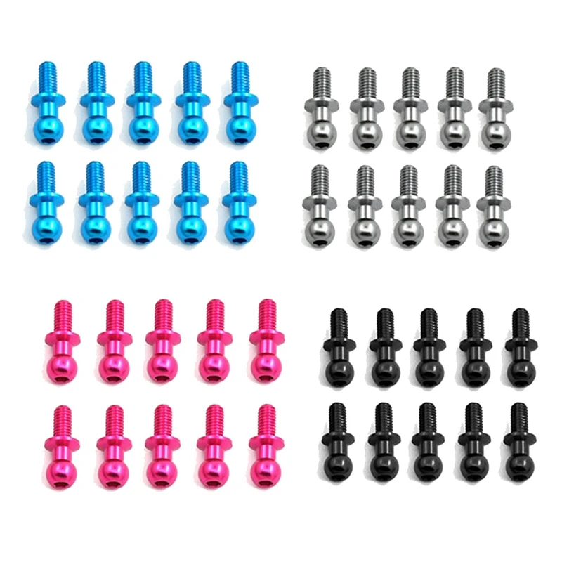 

40PCS Shock-Absorbing Ball Head Universal Tie Rod Head M3 Teeth W25 Ball Head For Sakura D5 TT01/02 Flat Running, 4Colors