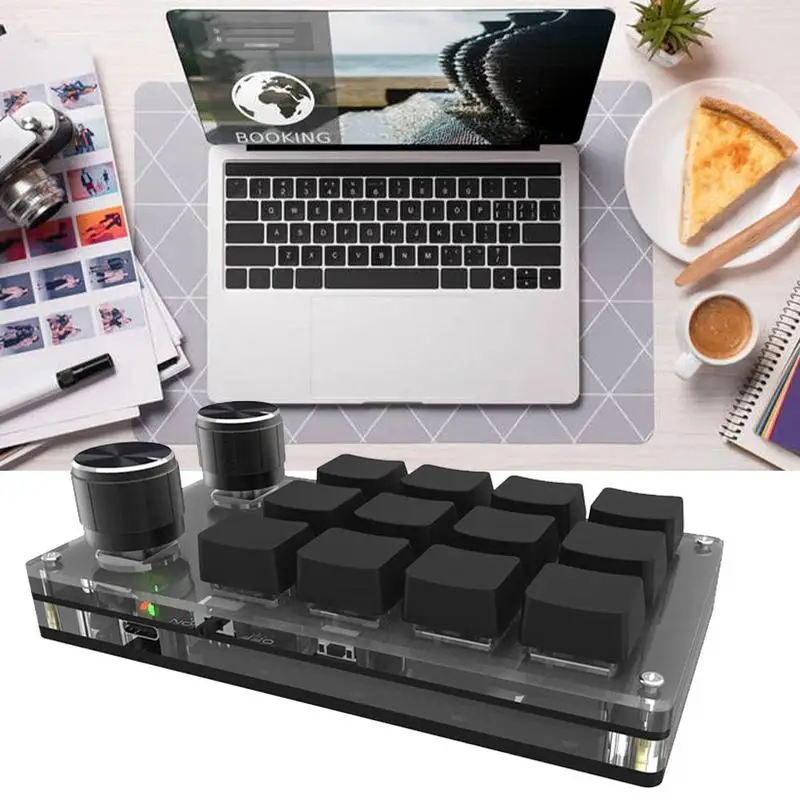 Bluetooth USB Custom 12 Keys Keyboard Volume Knob Programming Macro Gaming Photoshop Keypad Mechanical |